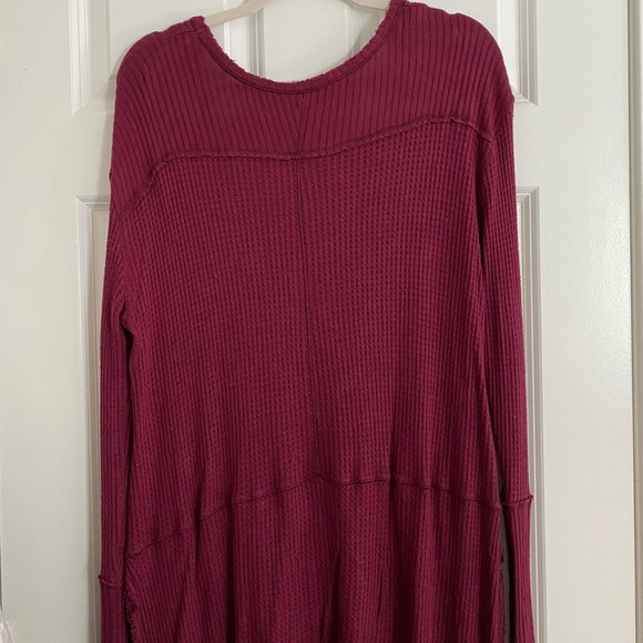 Free People size XS Long Sleeve Purple Shirt Waffle Knit - Picture 5 of 6